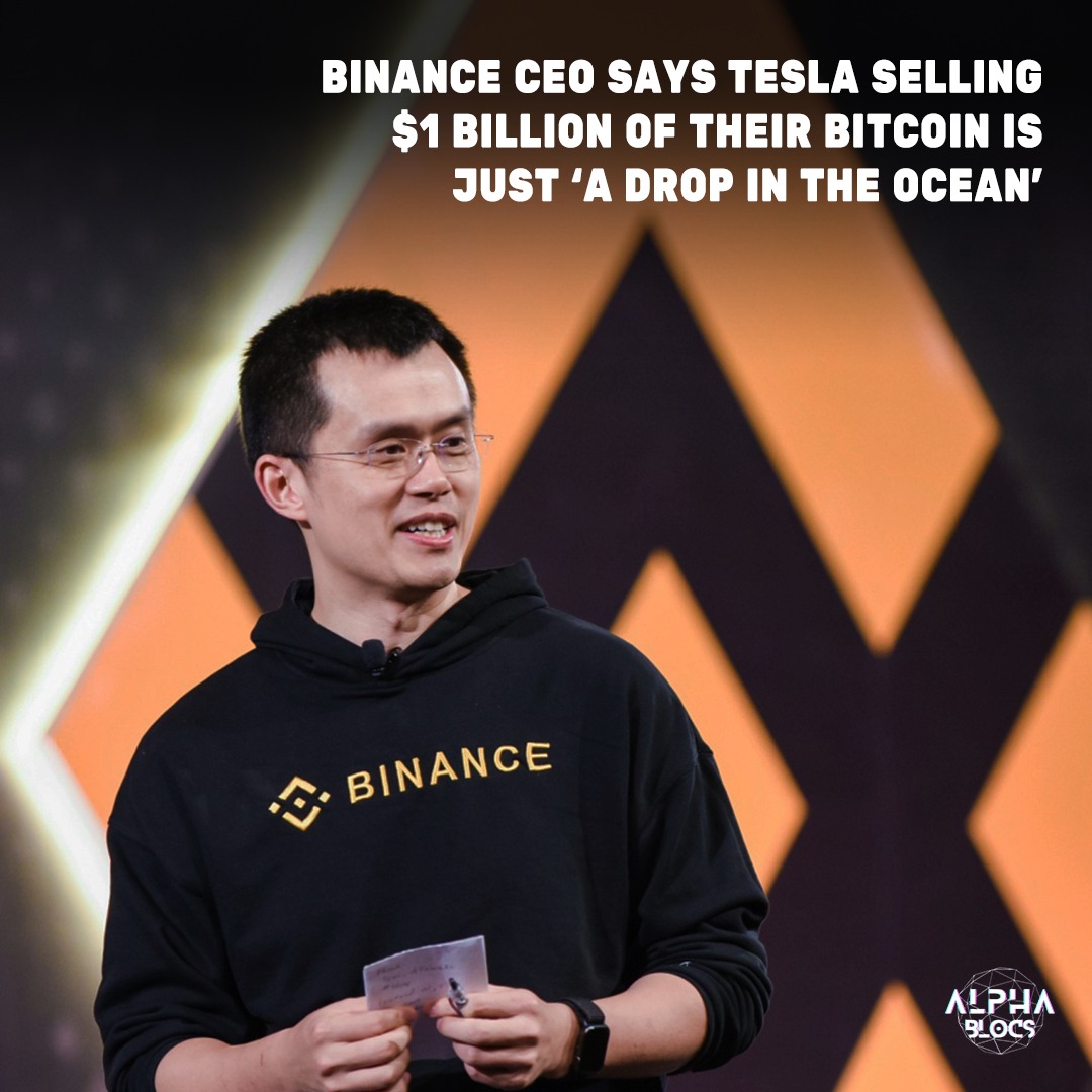  Tesla Selling $1B Of Their Bitcoin Is No Big Deal, Says Binance CEO